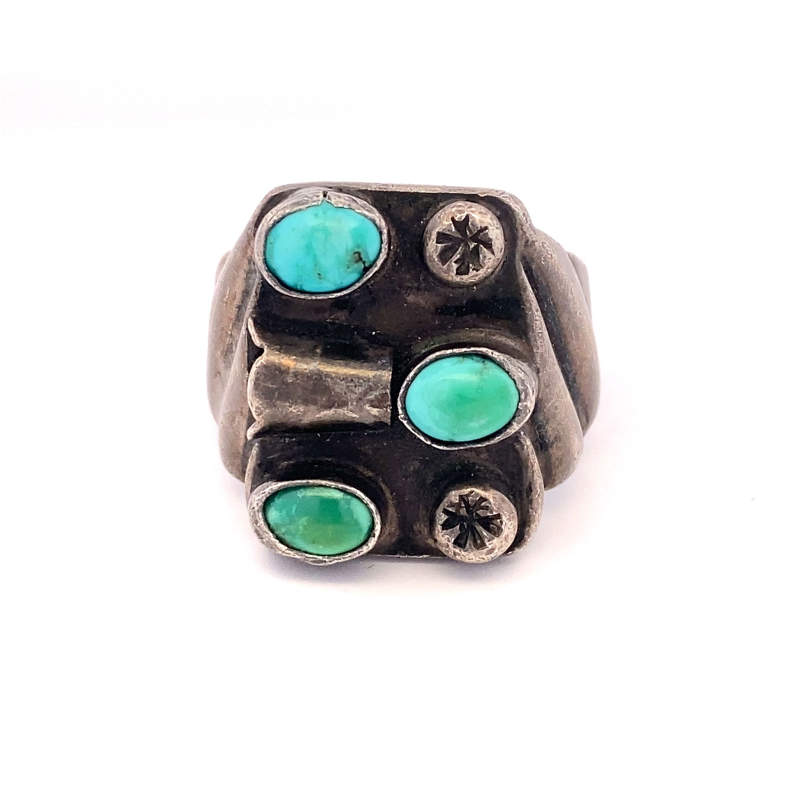 Native American Sterling Silver Mens Turquoise Ring (1 of 5)