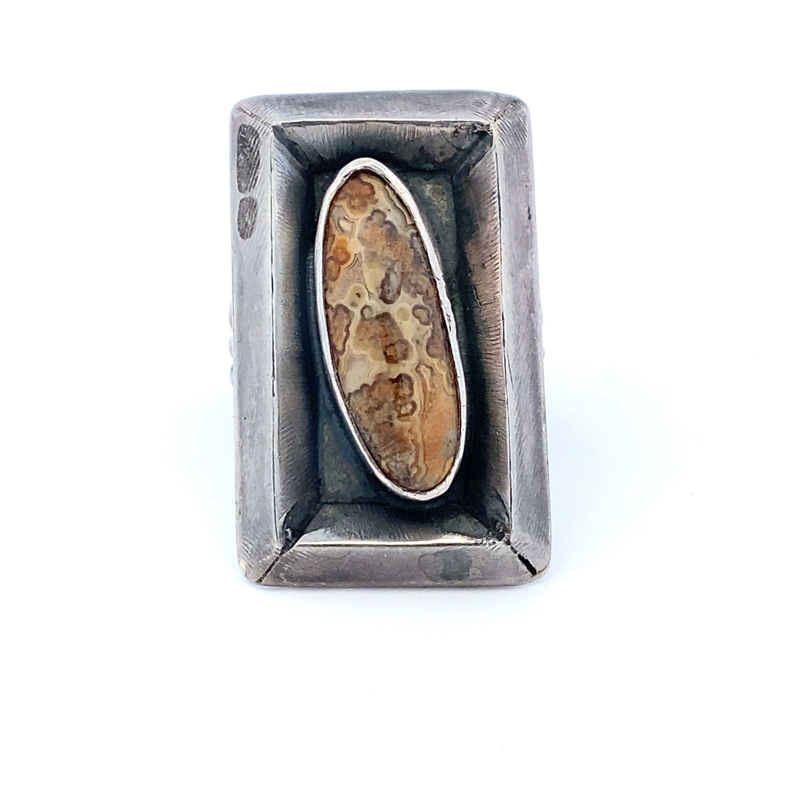 Rectangular Sterling Silver Agate Ring (1 of 5)