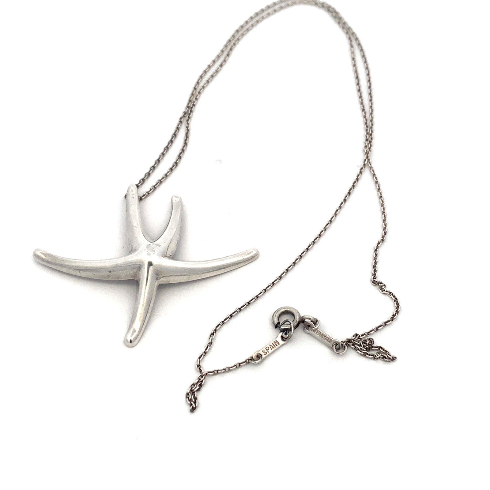 Tiffany & Co. Elsa Peretti Starfish pendant in Sterling Silver: Elsa Peretti for Tiffany & Co. starfish pendant in sterling silver, 16" L, 4.4g. LA226