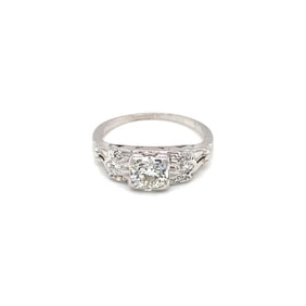 Circa 1925 Art Deco Orange Blossom Platinum Diamond Ring, 0.79ctw diamonds