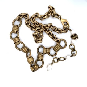 Faux Pearls Chain Choker Necklace in Gold Tone Metal