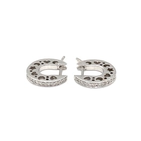 18K White Gold Diamond Hoop Earrings