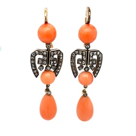 Edwardian Coral Dangle Earrings
