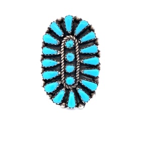 Estate Vintage Native American Turquoise Ring in Sterling Silver