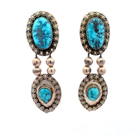 Vintage Native American Turquoise Earrings in Sterling Silver