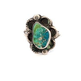 Vintage Native American Turquoise Ring in Sterling Silver