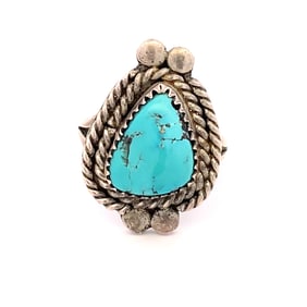 Vintage Native American Turquoise Ring in Sterling Silver