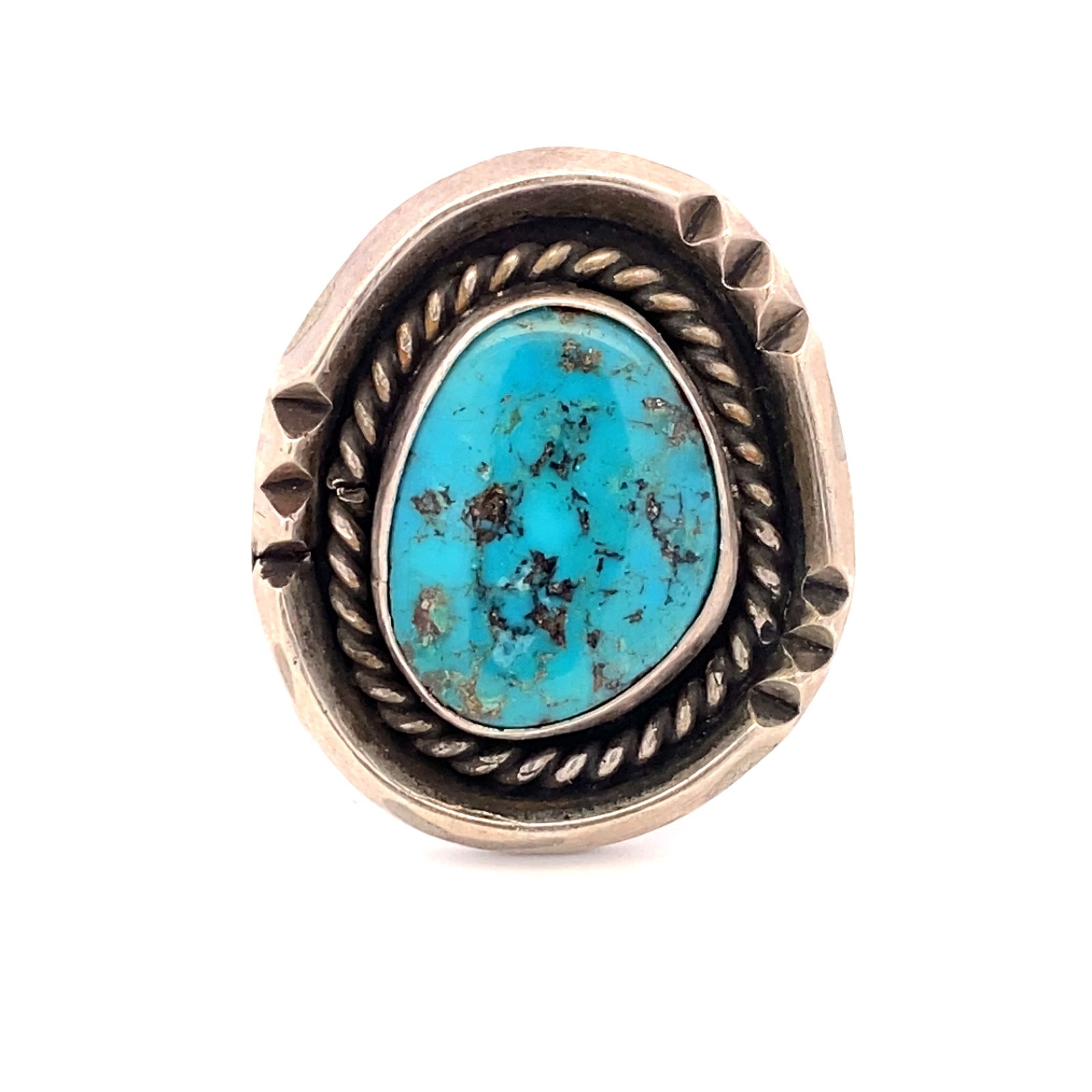 Estate Vintage Native American Turquoise Ring in Sterling Silver (1 of 5)