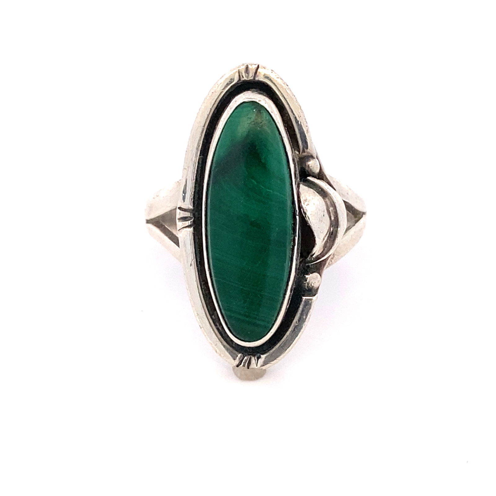 Vintage Native American Artist Signed Malachite Ring in Sterling Silver (1 of 5)