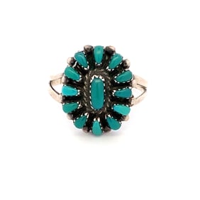"D. Besselente" Artist Signed Turquoise Ring in Sterling Silver