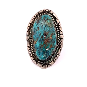 Vintage Native American Turquoise Ring in Sterling Silver