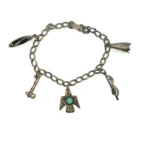 Estate Vintage Native American Charm Bracelet in Sterling Silver