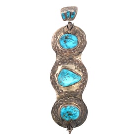 Native American "Designer JY" Sterling Silver Turquoise Hair Barrette