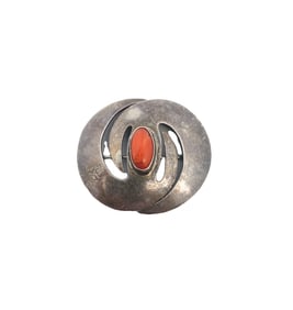 Sterling Silver Coral Brooch