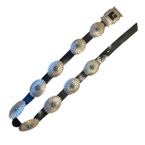 Vintage Leather Turquoise Concho Belt