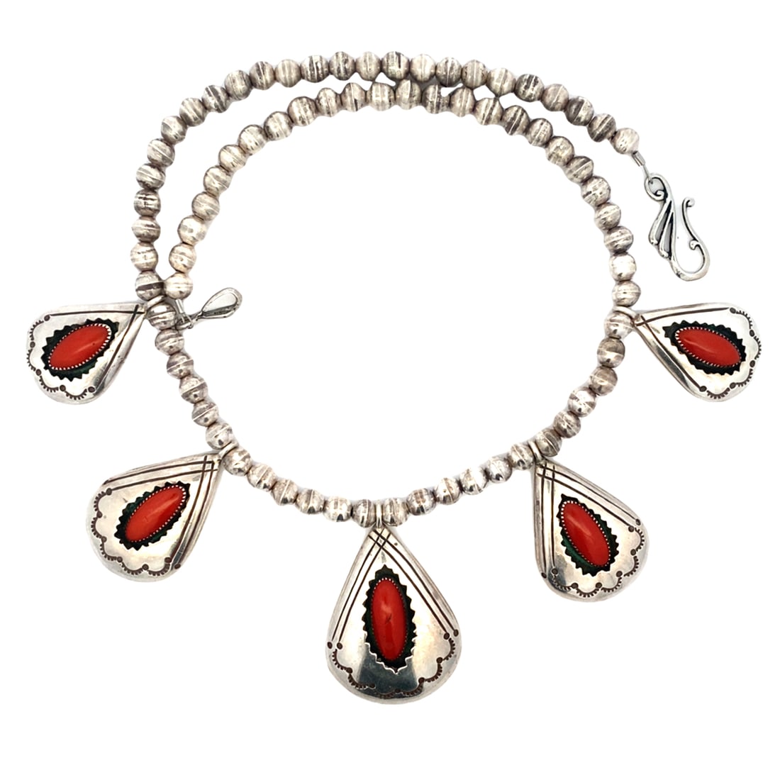 Sterling Silver Coral Pendants Necklace, Signed by Artisan (1 of 4)