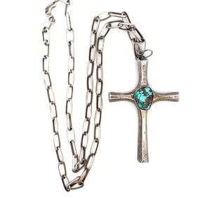 Sterling Silver Turquoise Cross Pendant