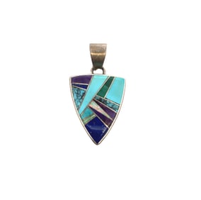 Vintage Navajo "Calvin TSF" Multi-Stone Inlay Pendant