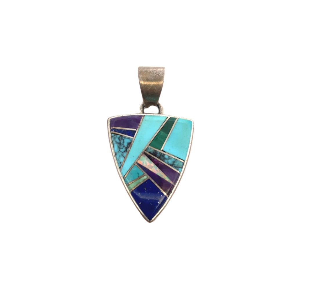 Vintage Navajo "Calvin TSF" Multi-Stone Inlay Pendant (1 of 3)