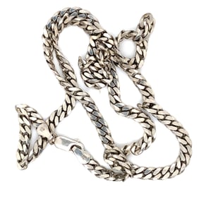Vintage Italian Curb Link Necklace in Sterling Silver