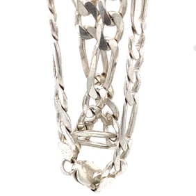 Vintage Italian Figaro Link Chain Necklace in Sterling Silver