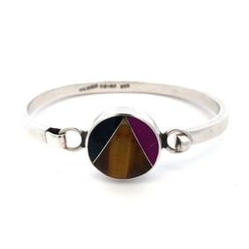 Vintage Mexican Multi-Gemstone Cuff Bracelet in Sterling Silver