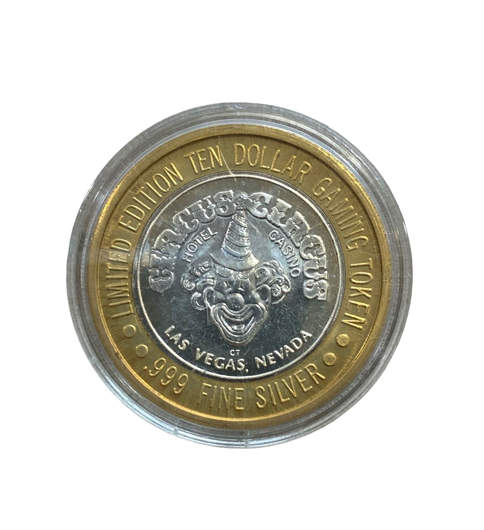 Circus Circus Casino Las Vegas Limited Edition $10 Gaming Token in .999 Silver and 24K Yellow Gold (1 of 2)