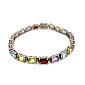 Multi-Gemstone Cubic Zirconia Bracelet in Sterling Silver