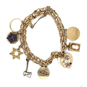 Link Charm Bracelet in 12K Gold Filled Rhythm and 1 Solid 14K Yellow Gold Ring