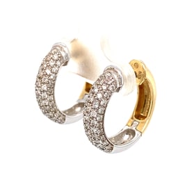 Diamond Huggie Hoop Earrings in 14K Yellow Gold