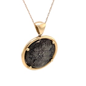 Greek Ptolemaic Era Tetradrachm Coin with Eagle Design Pendant in 14K Yellow Gold