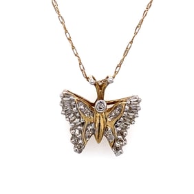 Diamond Butterfly Pendant in 10K Yellow Gold