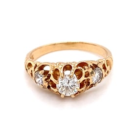 Three Diamond Ring in 14K Yellow Gold
