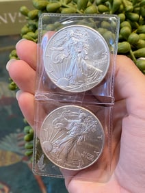 Lot of 2 2014 Liberty Silver Dollar Coins, 1 oz. .999 Fine Silver