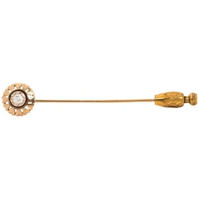 1930s Art Deco Diamond Stick Pin in 18K Yellow Gold