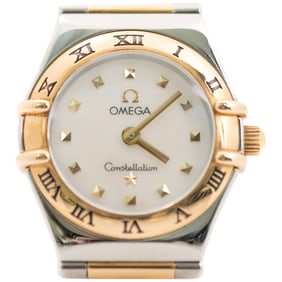 Omega Ladies 21 Karat Yellow Gold Stainless Steel Constellation Wristwatch