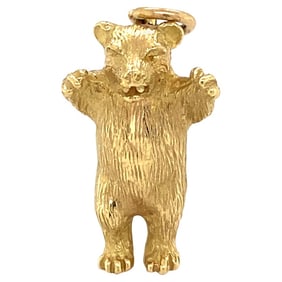 18K Yellow Gold Fighting Bear Pendant