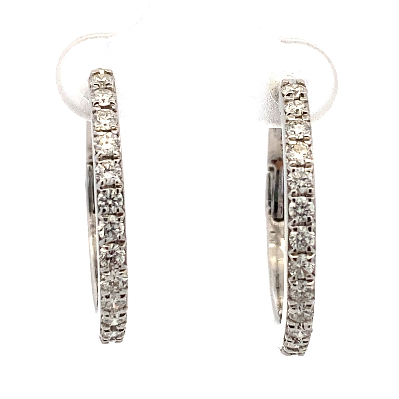 18 Karat White Gold Diamond Hoop Earrings (1 of 5)