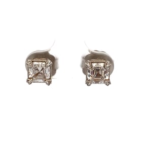 Judith Ripka Sterling Silver Asscher CZ Stud Earrings