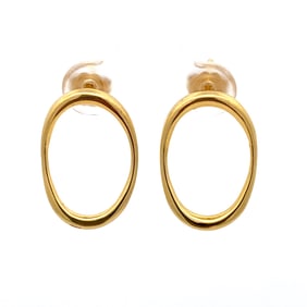 Jordan Schlanger 18K Gold Oval Earrings