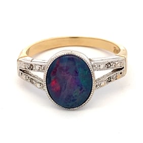 Oval Opal Doublet Ring, 10K/14K Gold