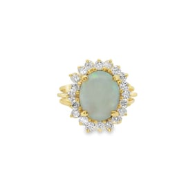 Oval Opal and Diamond Ring, 14K Gold