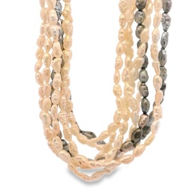 Four Strand Rice Pearl Necklace