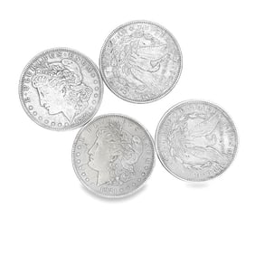 Lot of Four Morgan Silver Dollar Coins