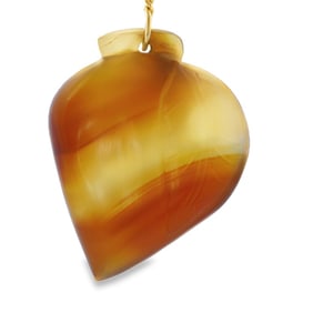 Vintage Carved Agate Peach Pendant