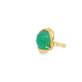 18K Gold Cabochon Emerald Ring