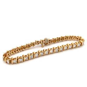 Estate 14k Yellow Gold 5.25CTTW Diamond Tennis Bracelet