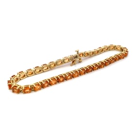 22.0CTW Orange Garnet Tennis Bracelet, 14K Gold
