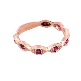 14 K Rose Gold Ruby Stackable Band