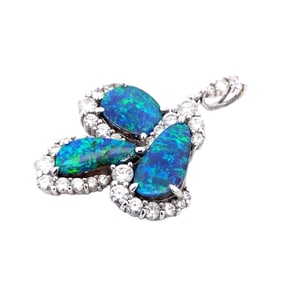 Black Opal and Diamond Pendant, Platinum